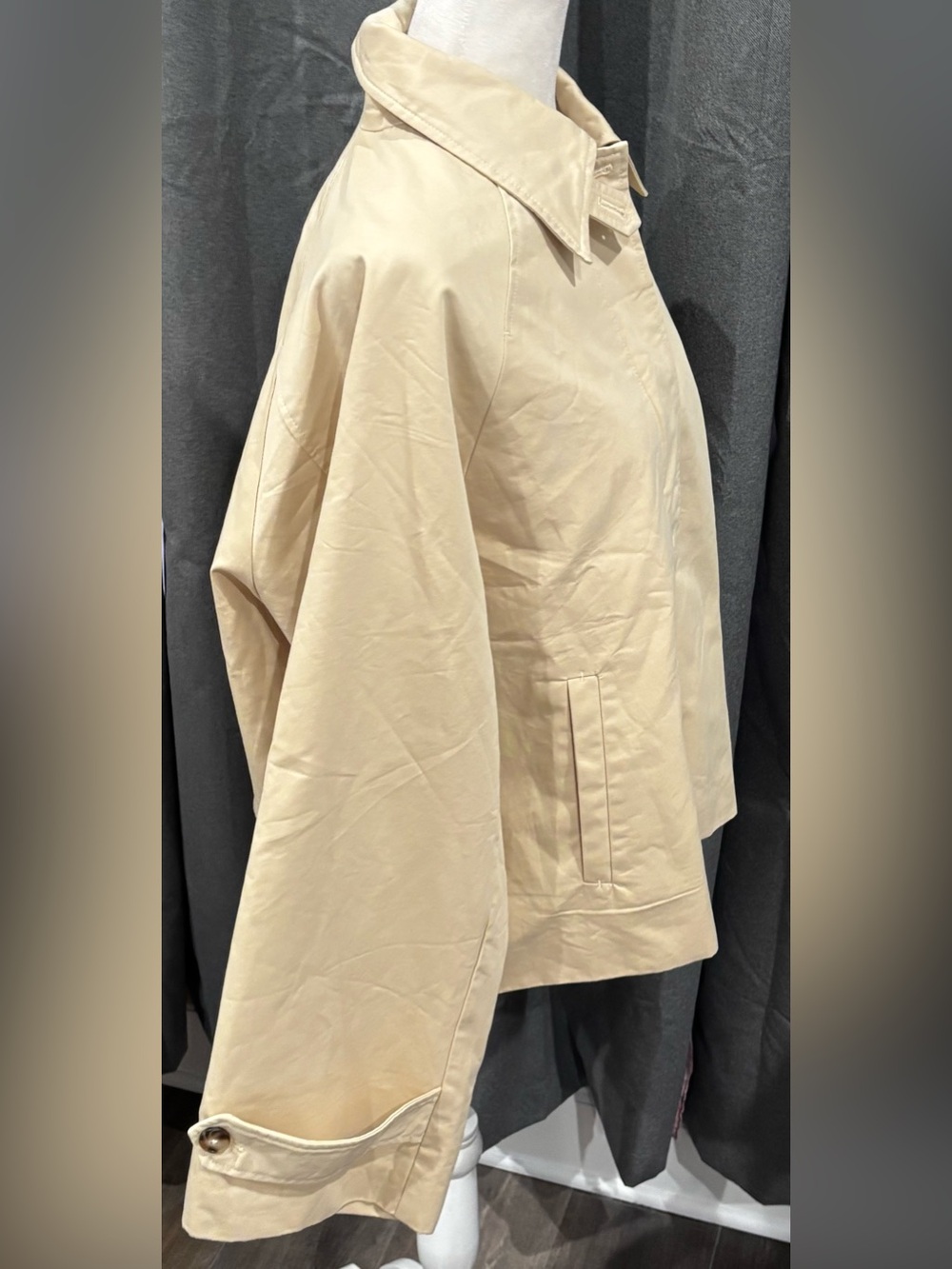 NWT Tuckernuck Khaki Drew Short Trench Coat Tan Medium Preppy Casual Boxy Cotton - Picture 12 of 16